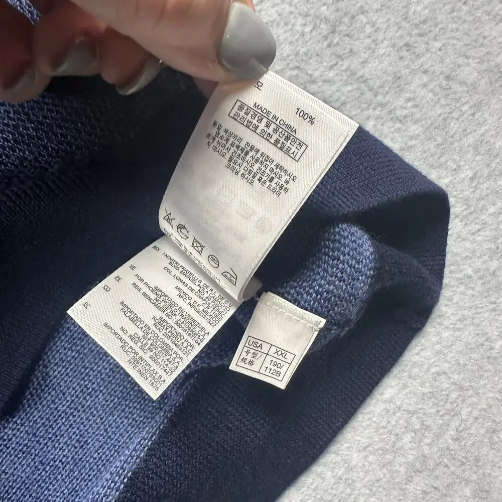 Brooks Brothers Washable Merino Birdseye Quarter Zip Sweater Navy 2XL
